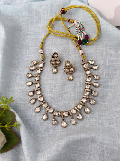Kundan Necklace Premium Short Set | N0909 - Mahilas