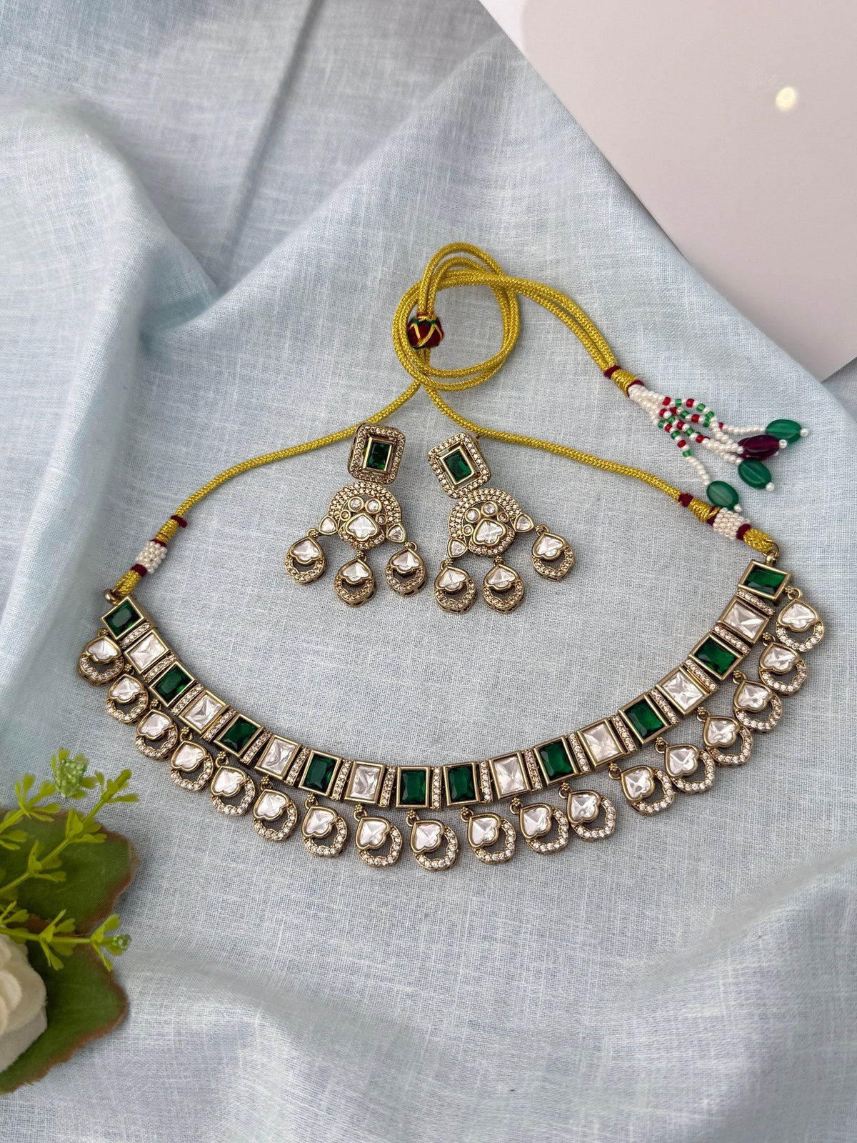 Kundan Necklace Premium Short Set | N0916 - Mahilas
