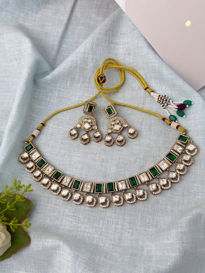 Kundan Necklace Premium Short Set | N0916 - Mahilas