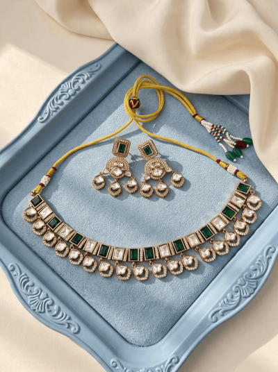 Kundan Necklace Premium Short Set | N0916 - Mahilas