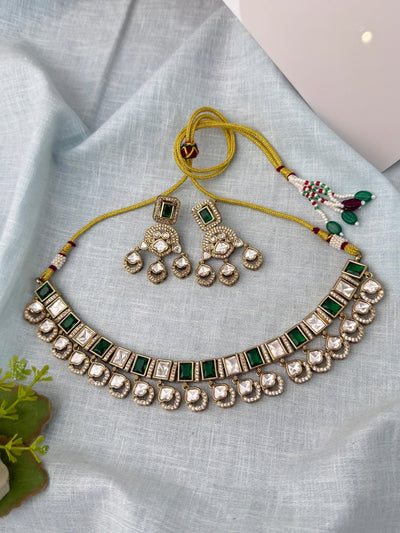 Kundan Necklace Premium Short Set | N0916 - Mahilas