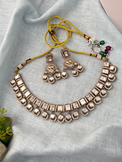 Kundan Necklace Premium Short Set | N0916 A - Mahilas