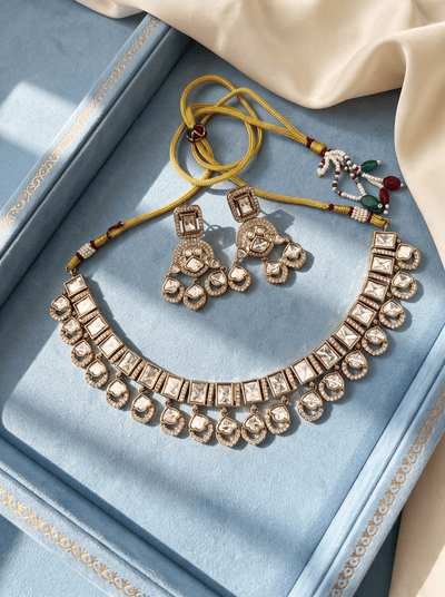 Kundan Necklace Premium Short Set | N0916 A - Mahilas