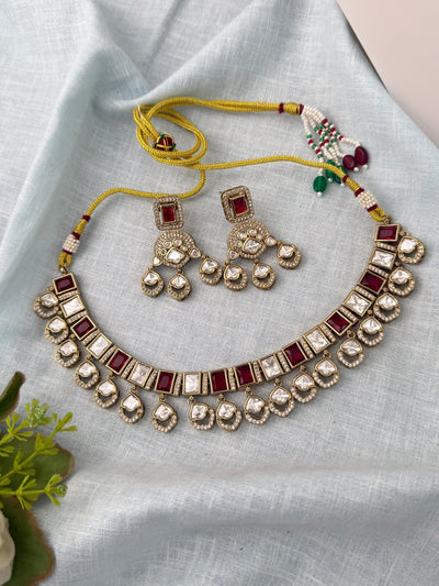 Kundan Necklace Premium Short Set | N0917 - Mahilas