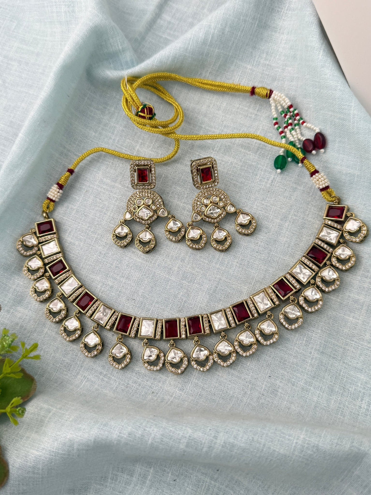 Kundan Necklace Premium Short Set | N0917 - Mahilas