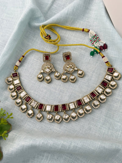 Kundan Necklace Premium Short Set | N0917 - Mahilas