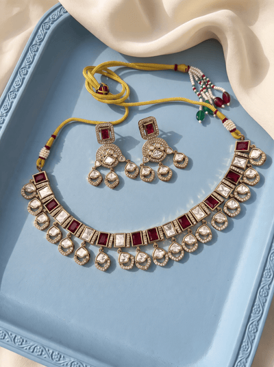 Kundan Necklace Premium Short Set | N0917 - Mahilas