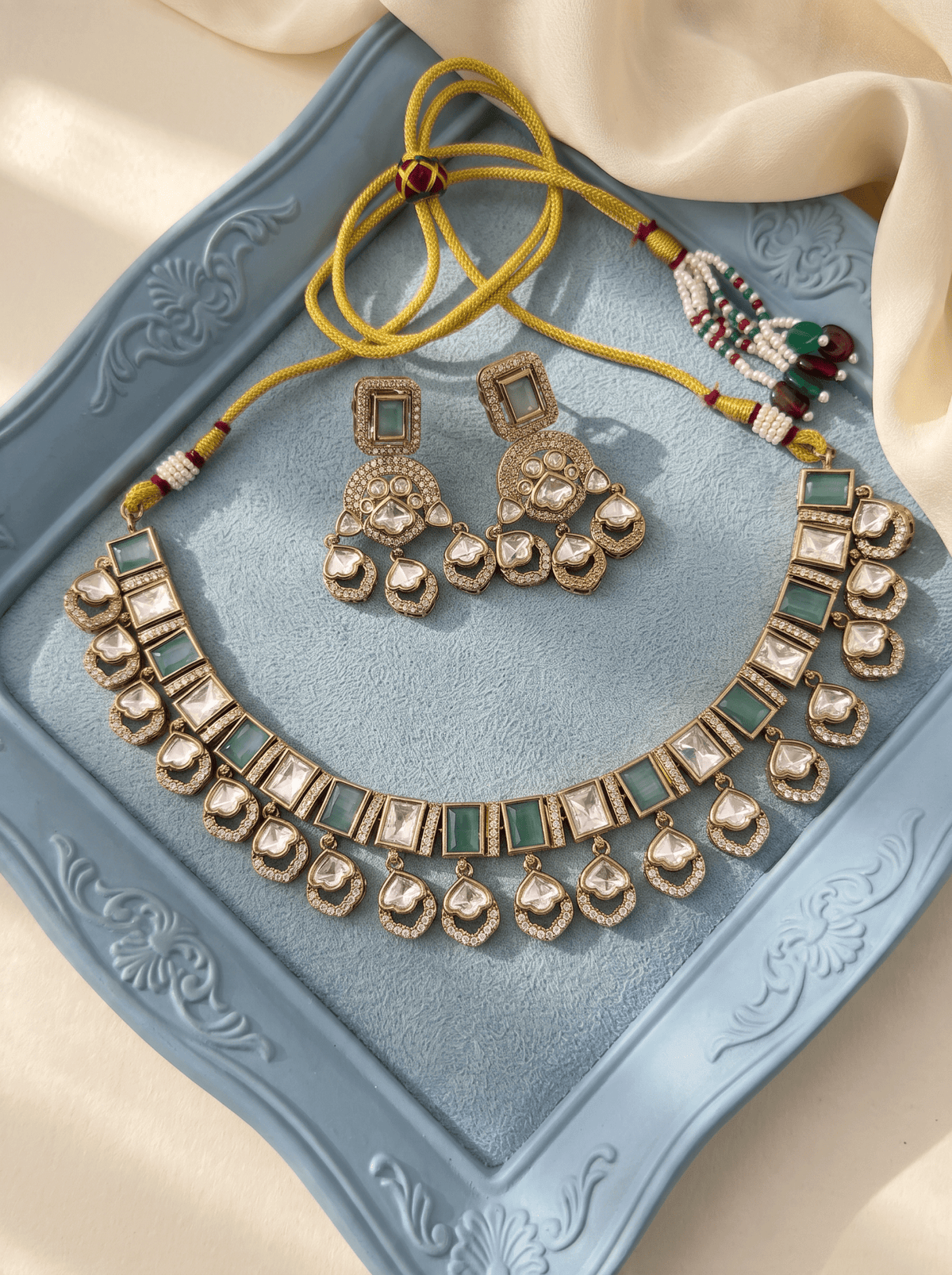 Kundan Necklace Premium Short Set | N0918 - Mahilas