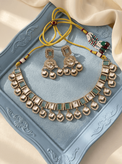Kundan Necklace Premium Short Set | N0918 - Mahilas