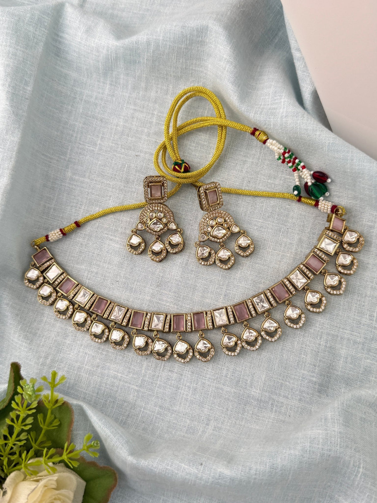 Kundan Necklace Premium Short Set | N0919 - Mahilas