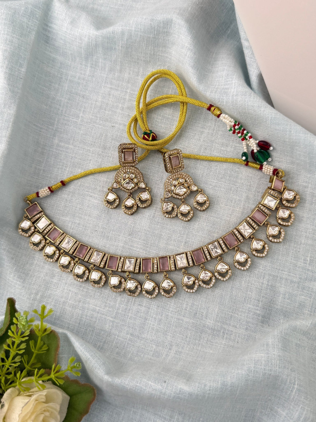 Kundan Necklace Premium Short Set | N0919 - Mahilas
