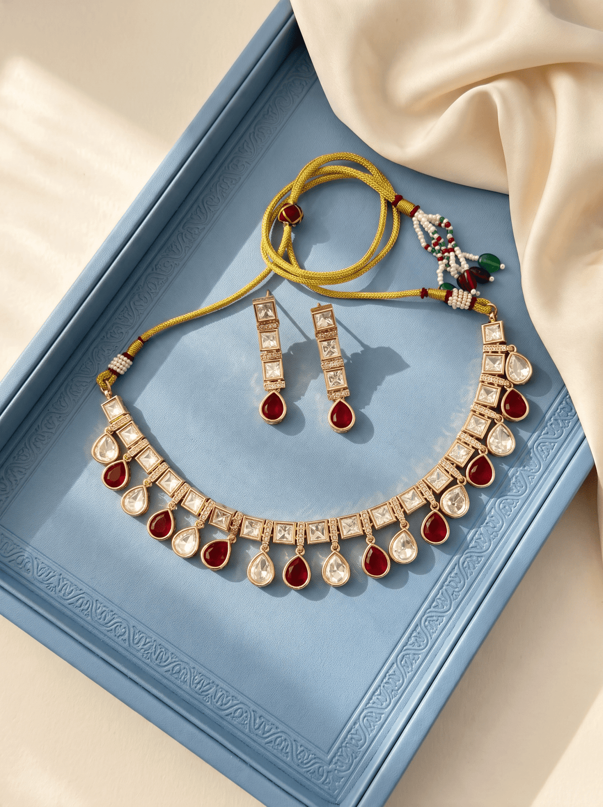 Kundan Necklace Premium Short Set | N0950 - Mahilas