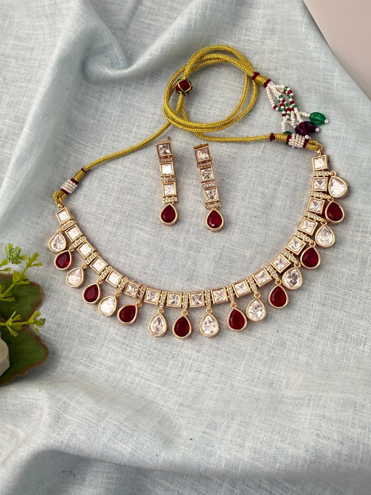 Kundan Necklace Premium Short Set | N0950 - Mahilas