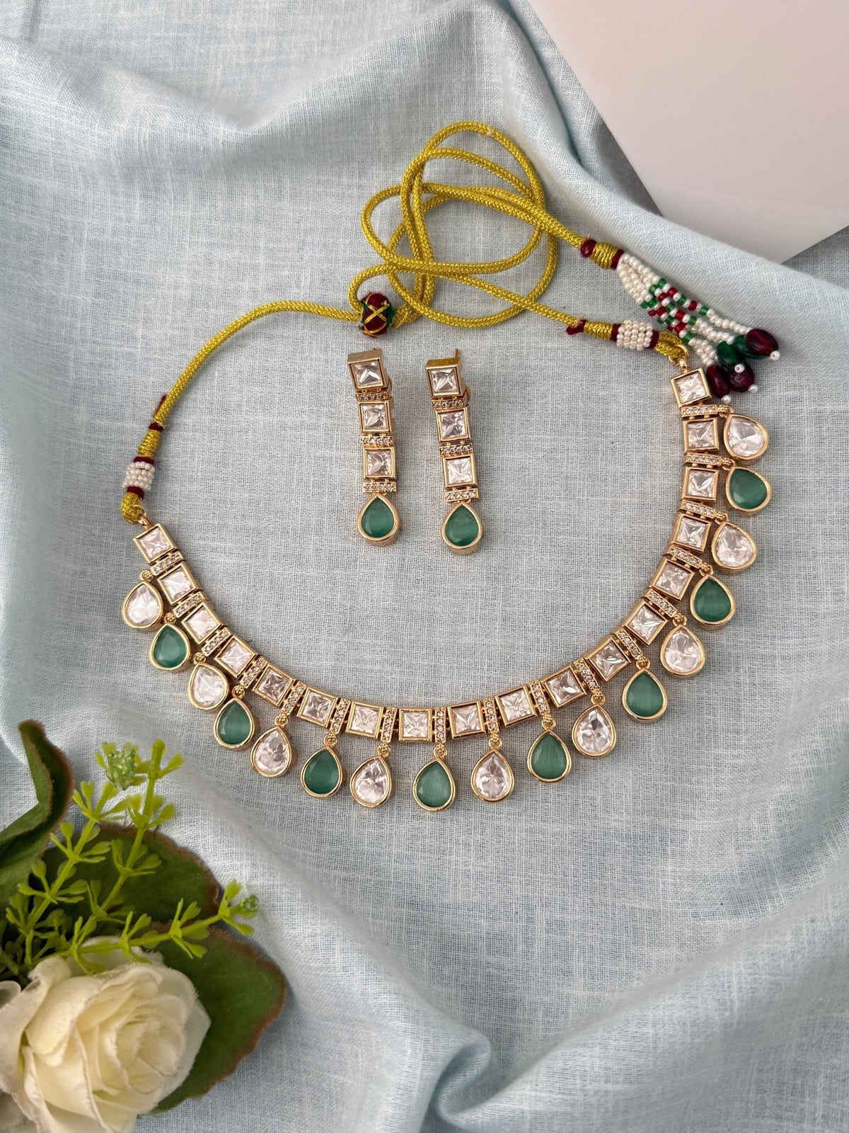 Kundan Necklace Premium Short Set | N0951 - Mahilas