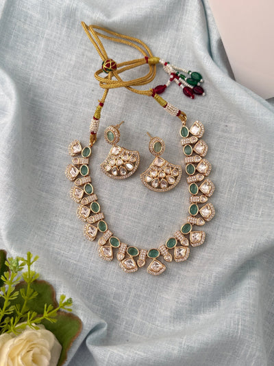 Kundan Necklace Premium Short Set | N1009 - Mahilas