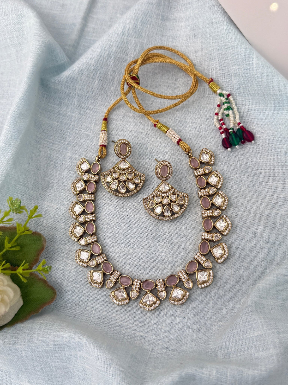 Kundan Necklace Premium Short Set | N1015 - Mahilas