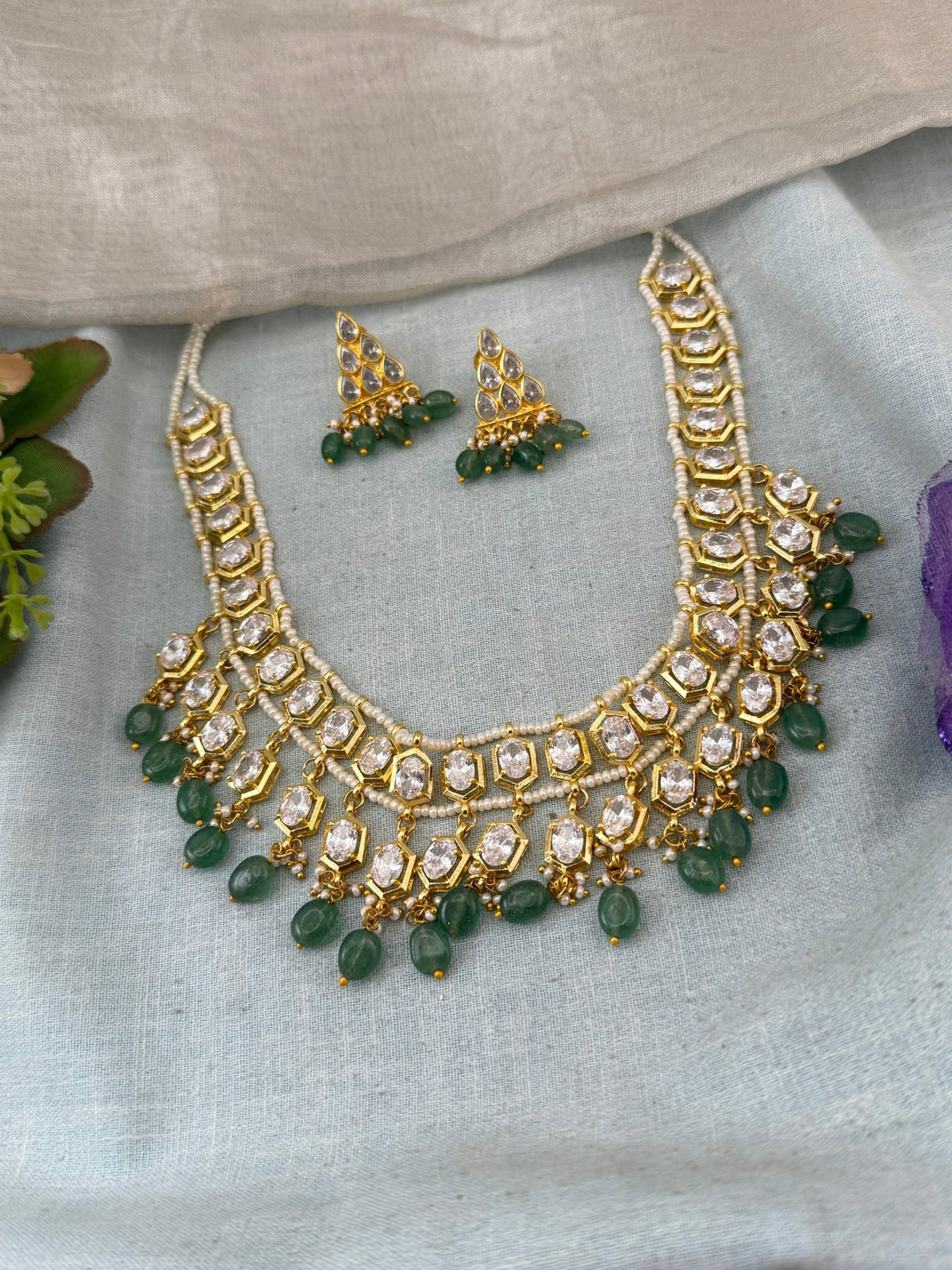 Kundan Pearl Necklace Set | N0131 - Mahilas