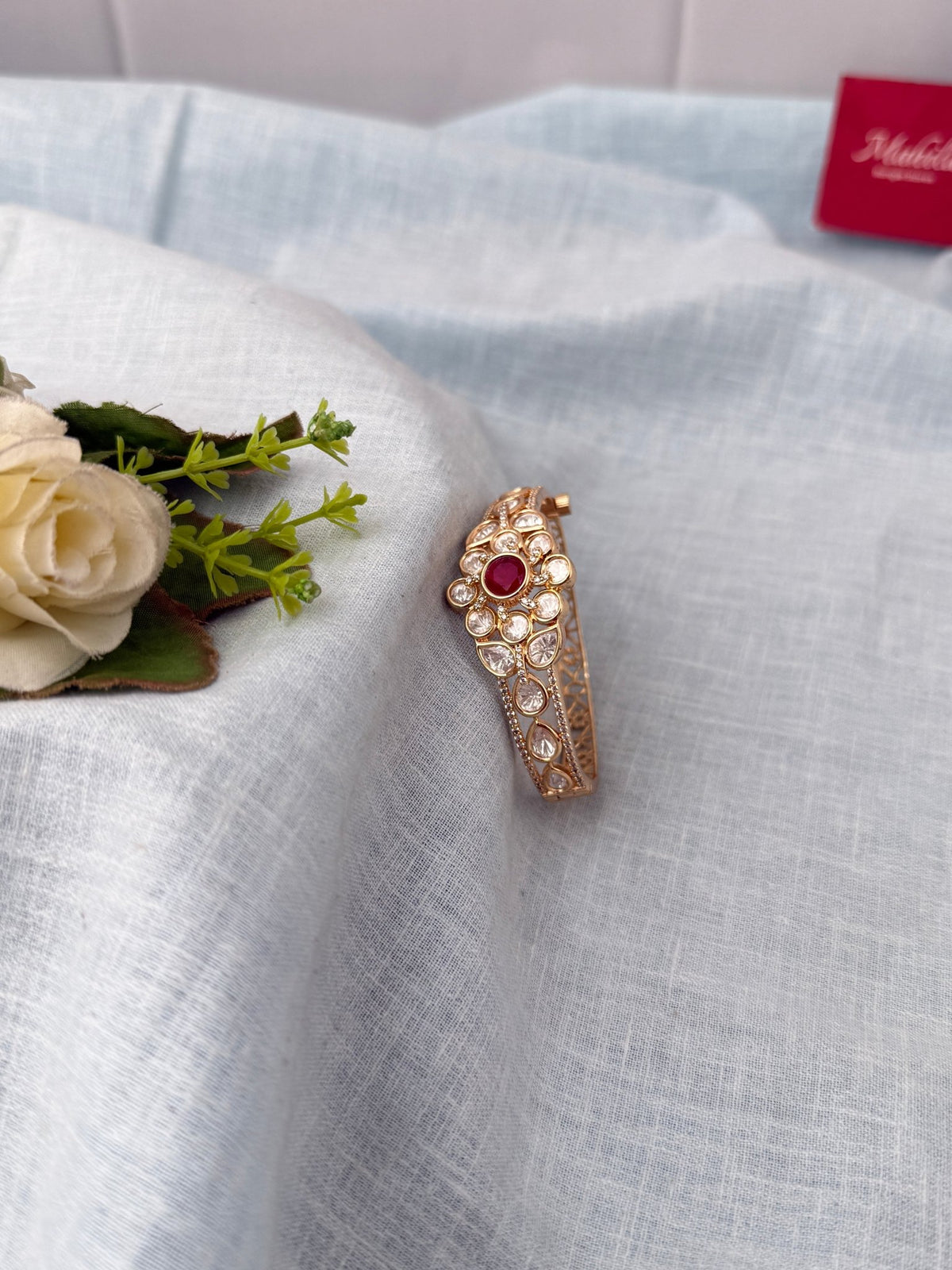 Kundan Premium Bracelet| Open Kada| L0155 - Mahilas