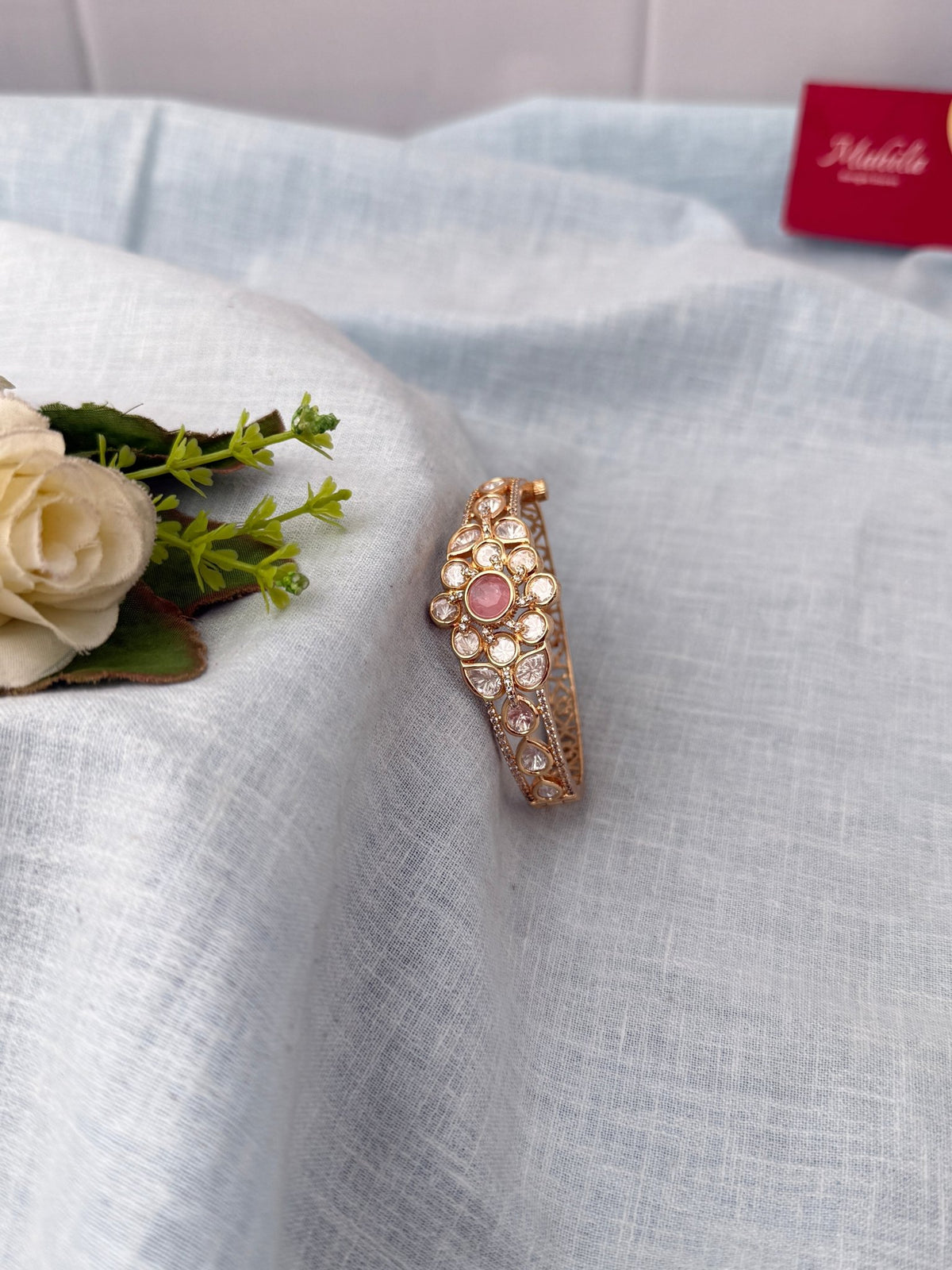 Kundan Premium Bracelet| Open Kada| L0157 - Mahilas