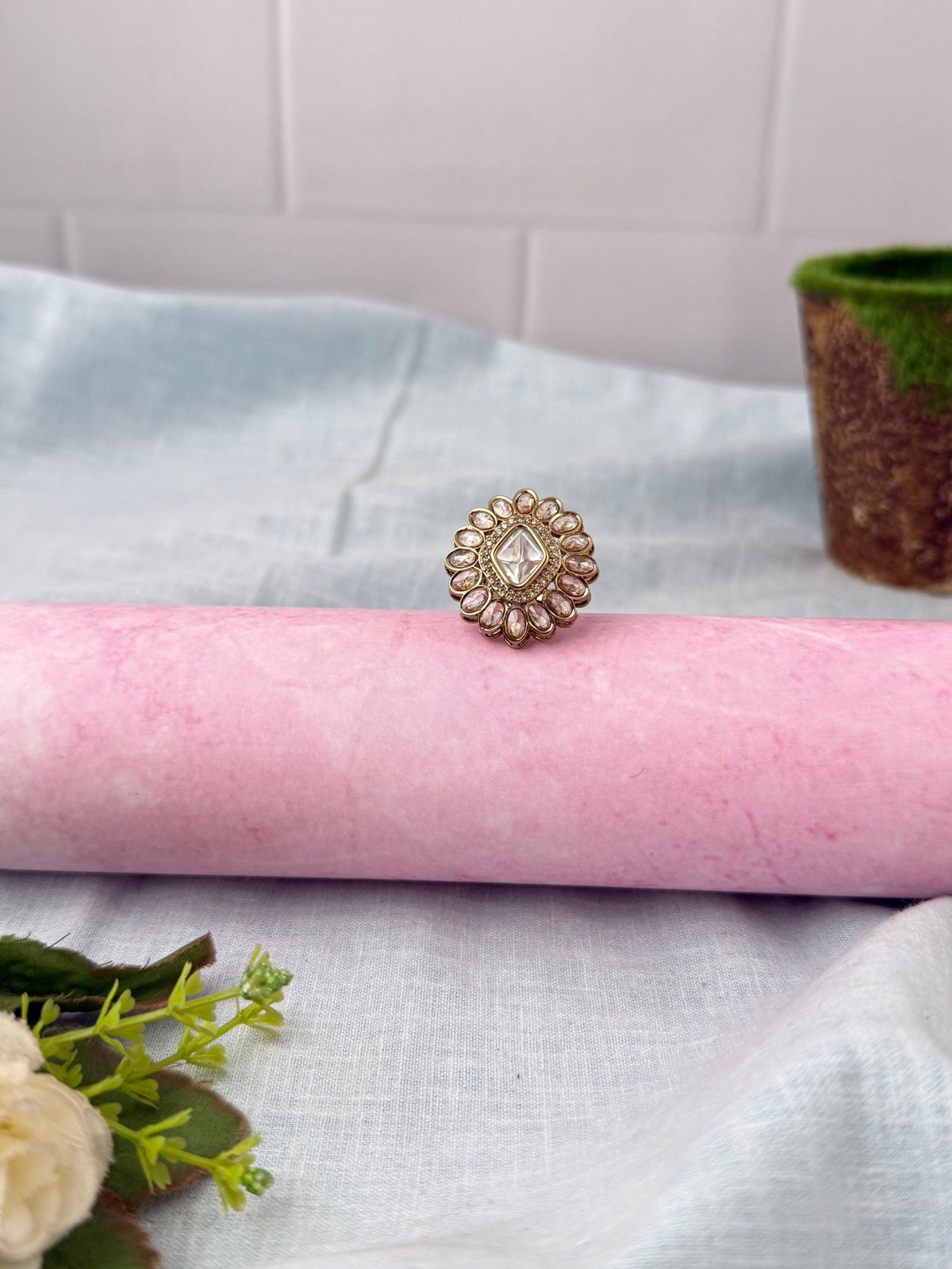 Kundan Premium Finger Ring| F0106 A - Mahilas