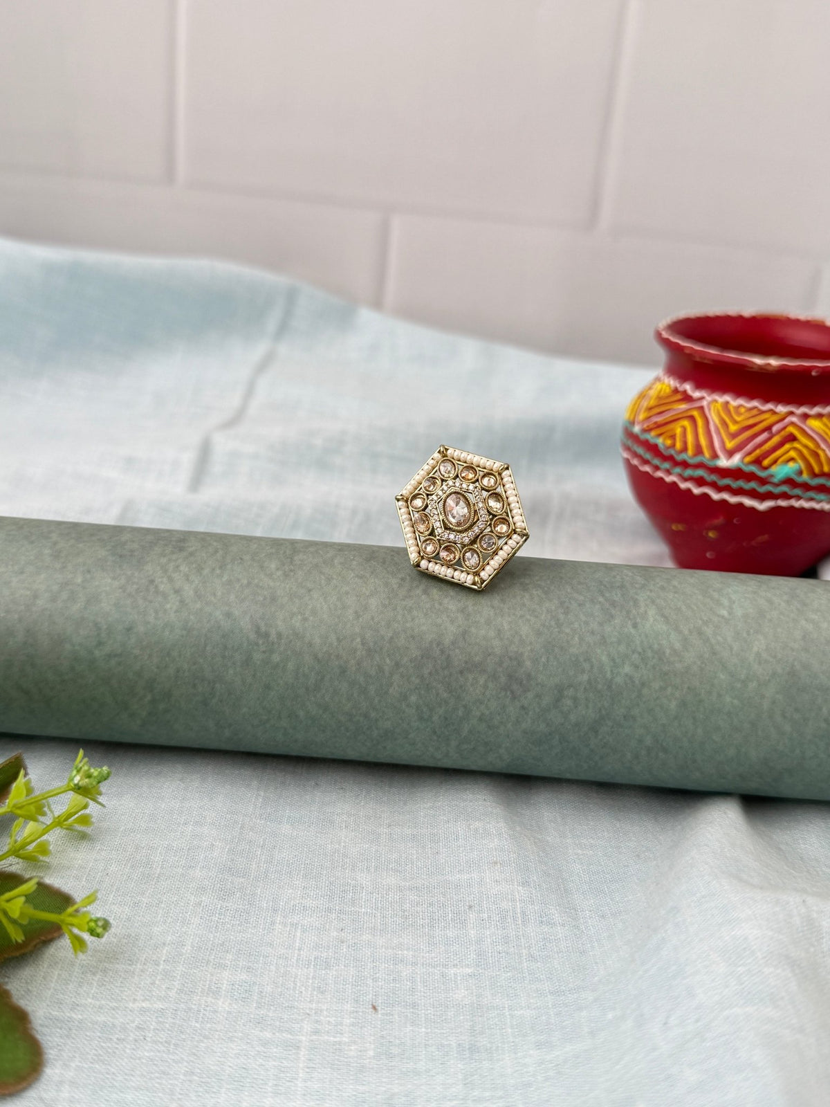 Kundan Premium Finger Ring| F0123 - Mahilas