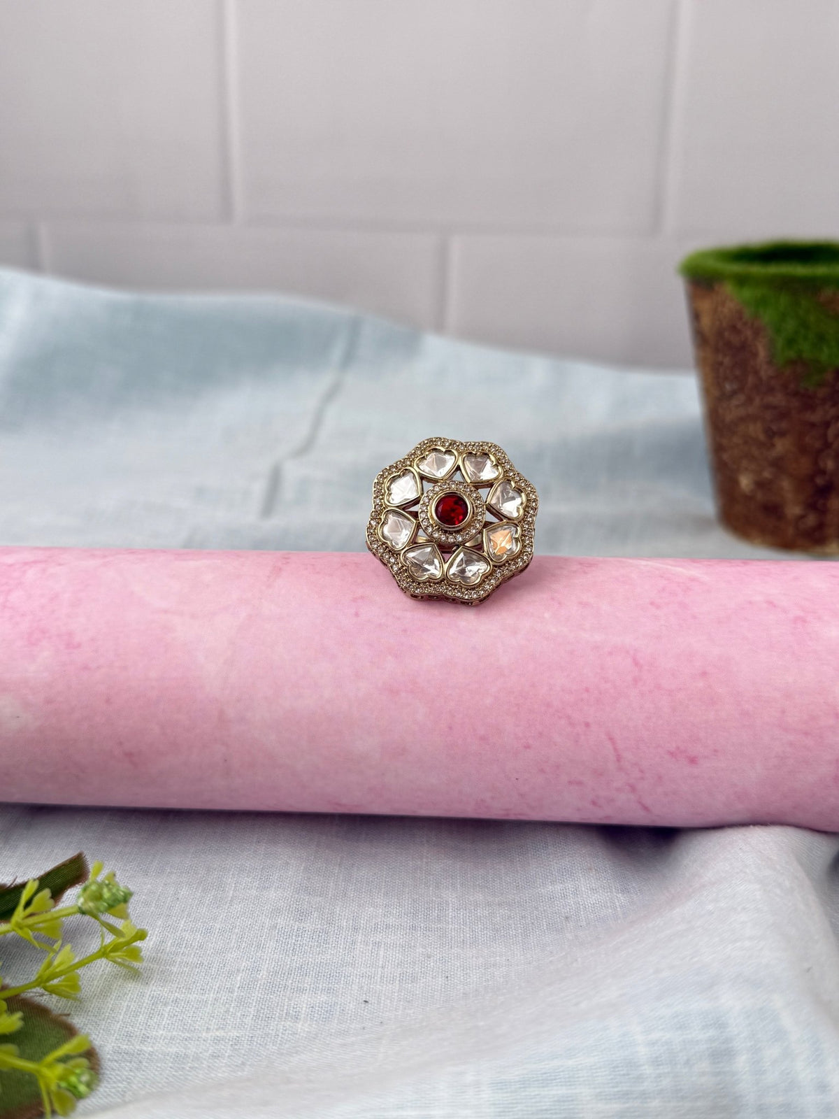 Kundan Premium Finger Ring| F0219 - Mahilas
