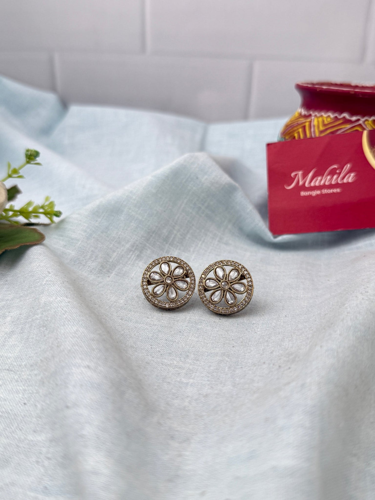 Kundan Premium Stud Earrings| E0821 - Mahilas