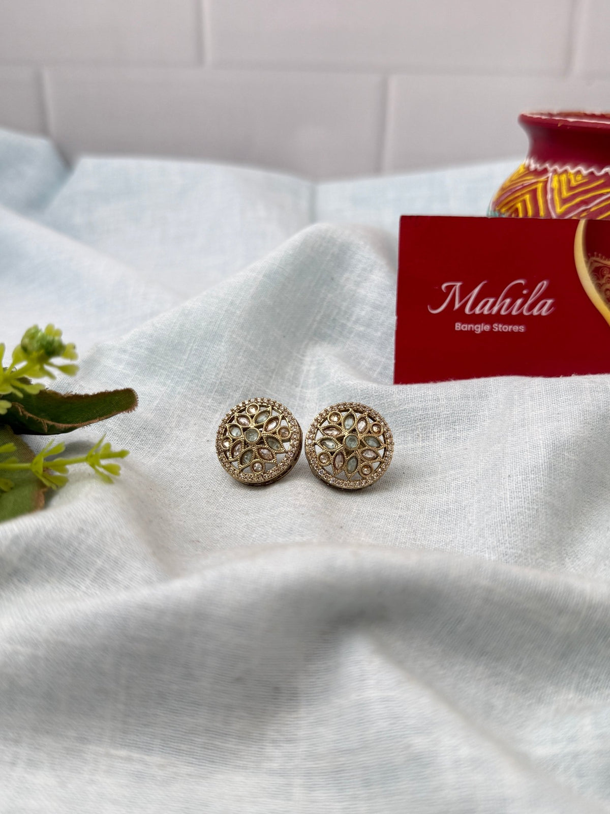 Kundan Premium Stud Earrings| E0833 - Mahilas