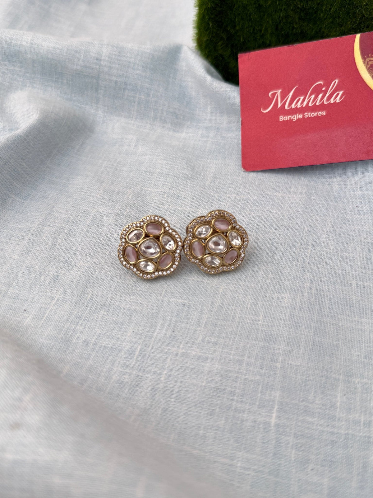 Kundan Premium Stud Earrings| E0876 A - Mahilas