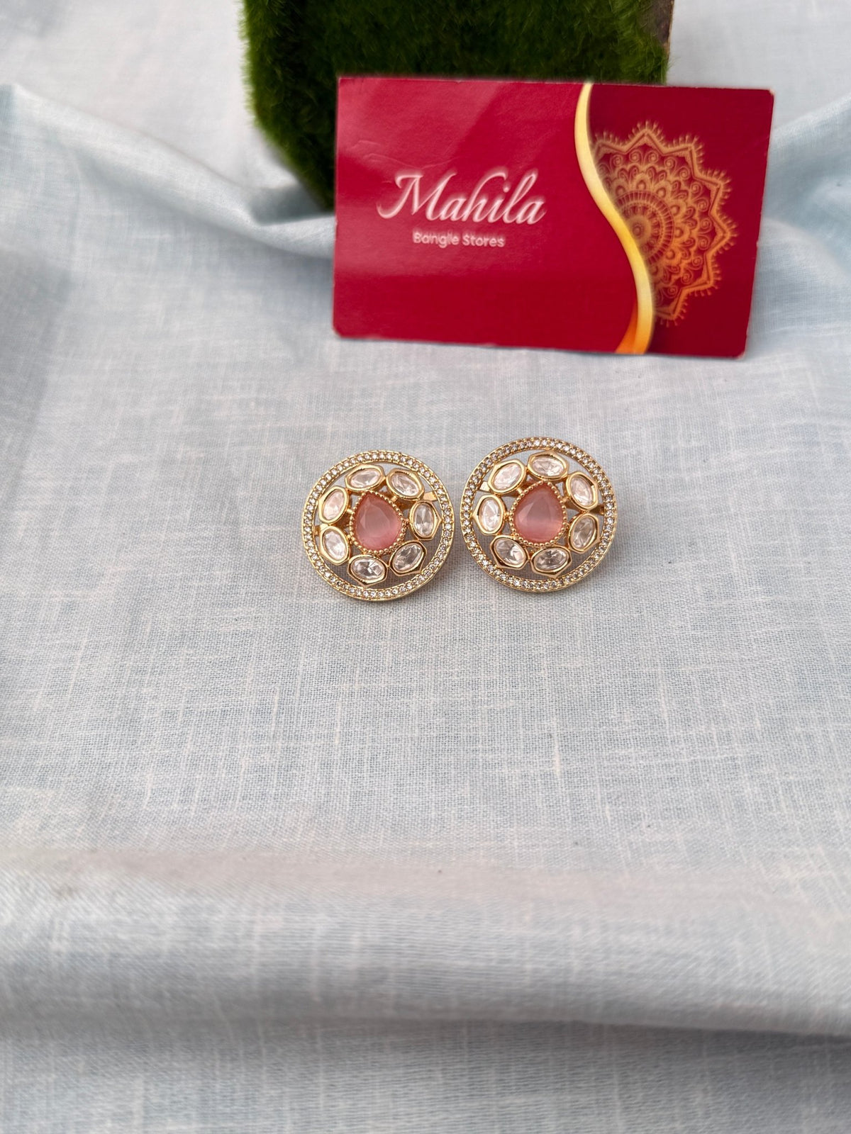 Kundan Premium Stud Earrings| E0898 A - Mahilas