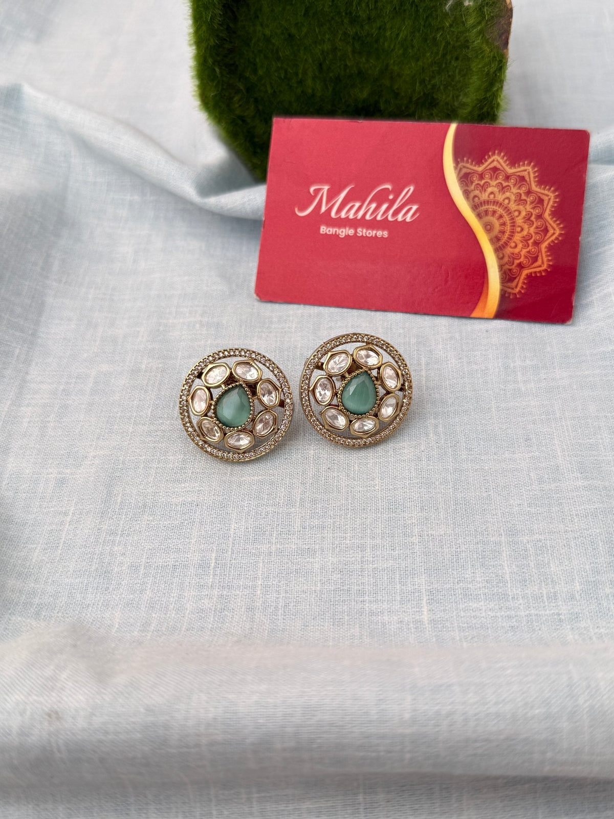 Kundan Premium Stud Earrings| E0899 B - Mahilas