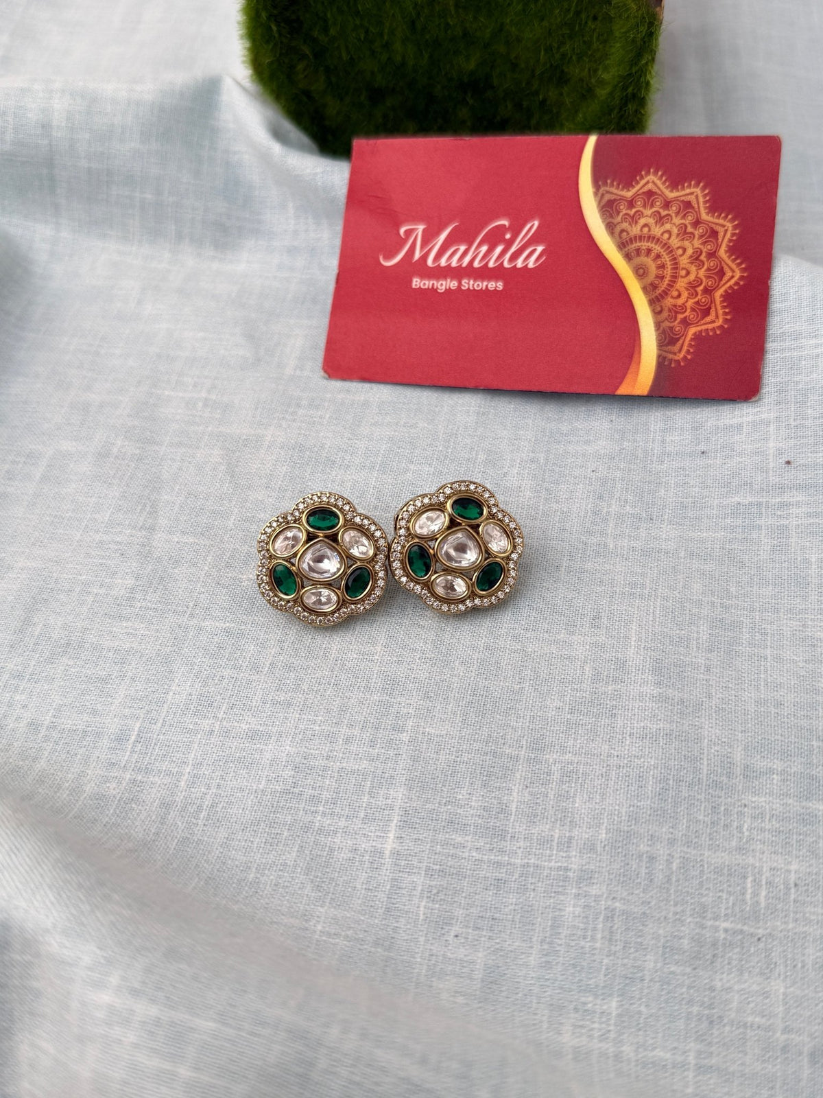 Kundan Premium Stud Earrings| E0907 - Mahilas