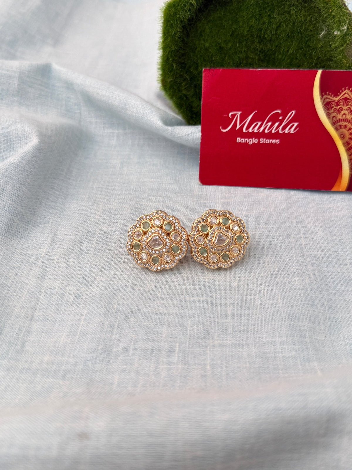 Kundan Premium Stud Earrings| E0911 A - Mahilas
