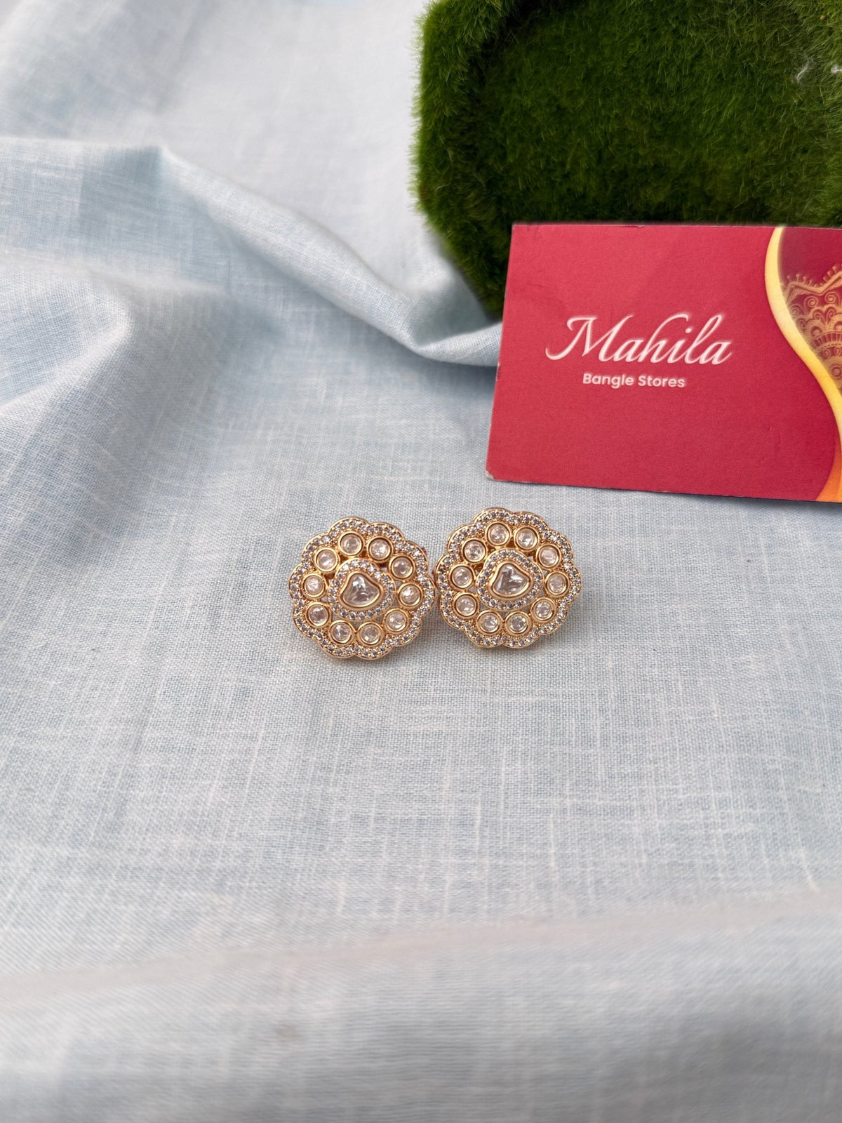 Kundan Premium Stud Earrings| E0912 B - Mahilas