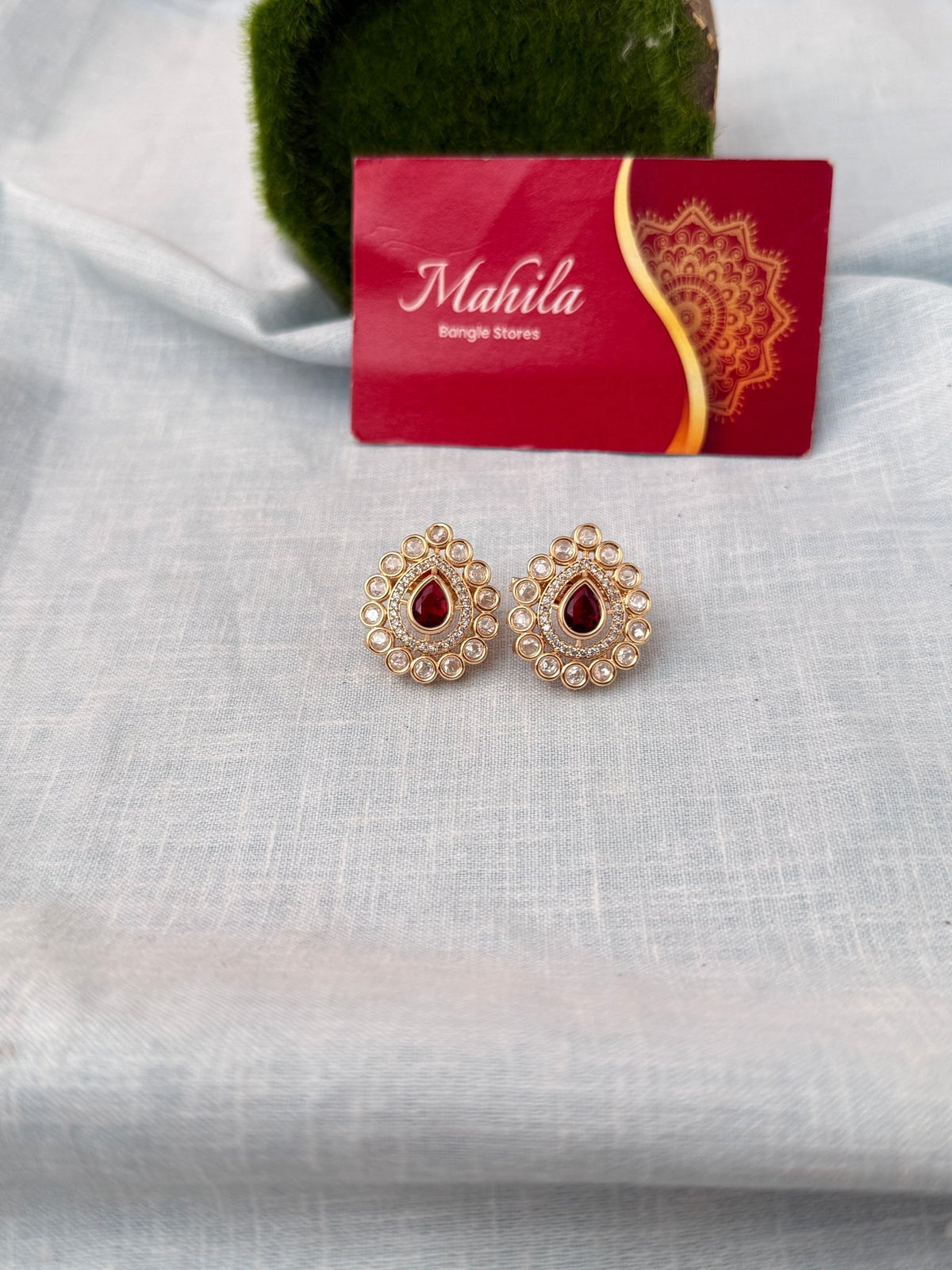 Kundan Premium Stud Earrings| E0918 - Mahilas