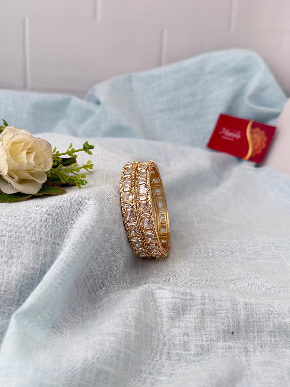 Kundan Stone Kada Bangles Set Of 2| B0353 - Mahilas