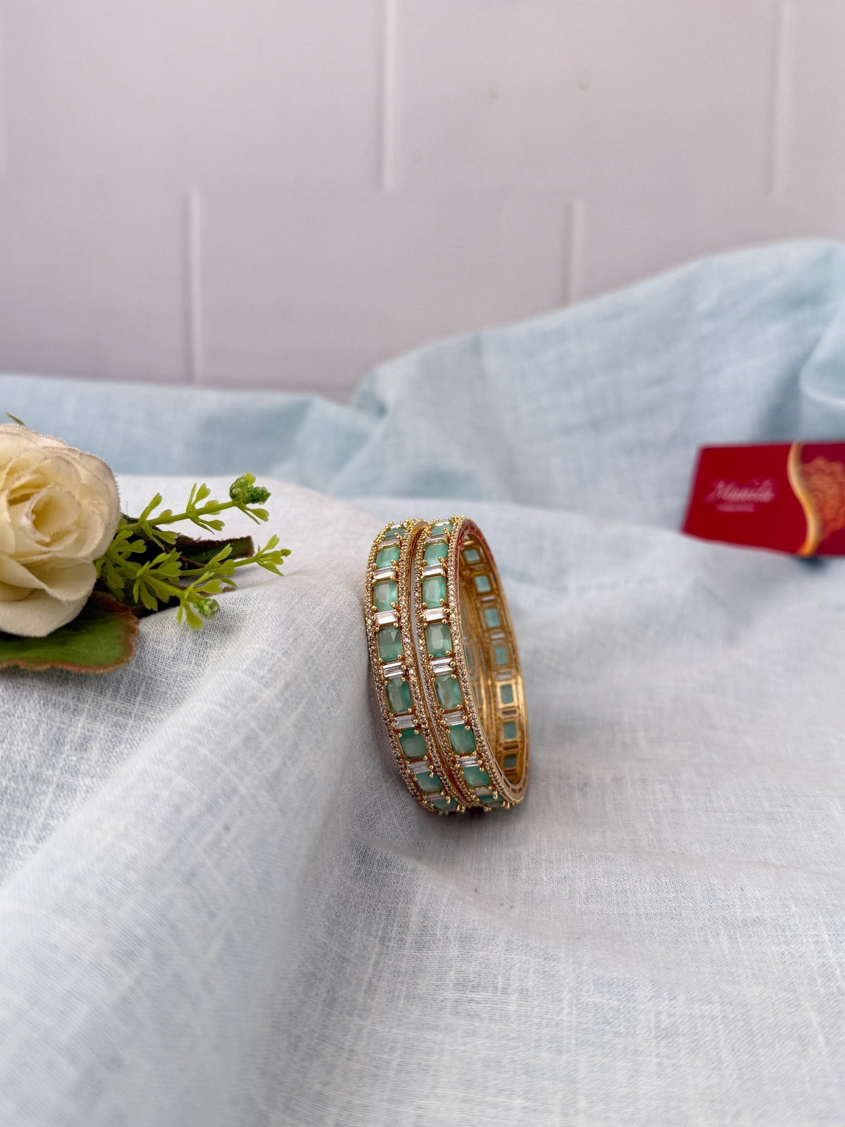 Kundan Stone Kada Bangles Set Of 2| B0354 - Mahilas