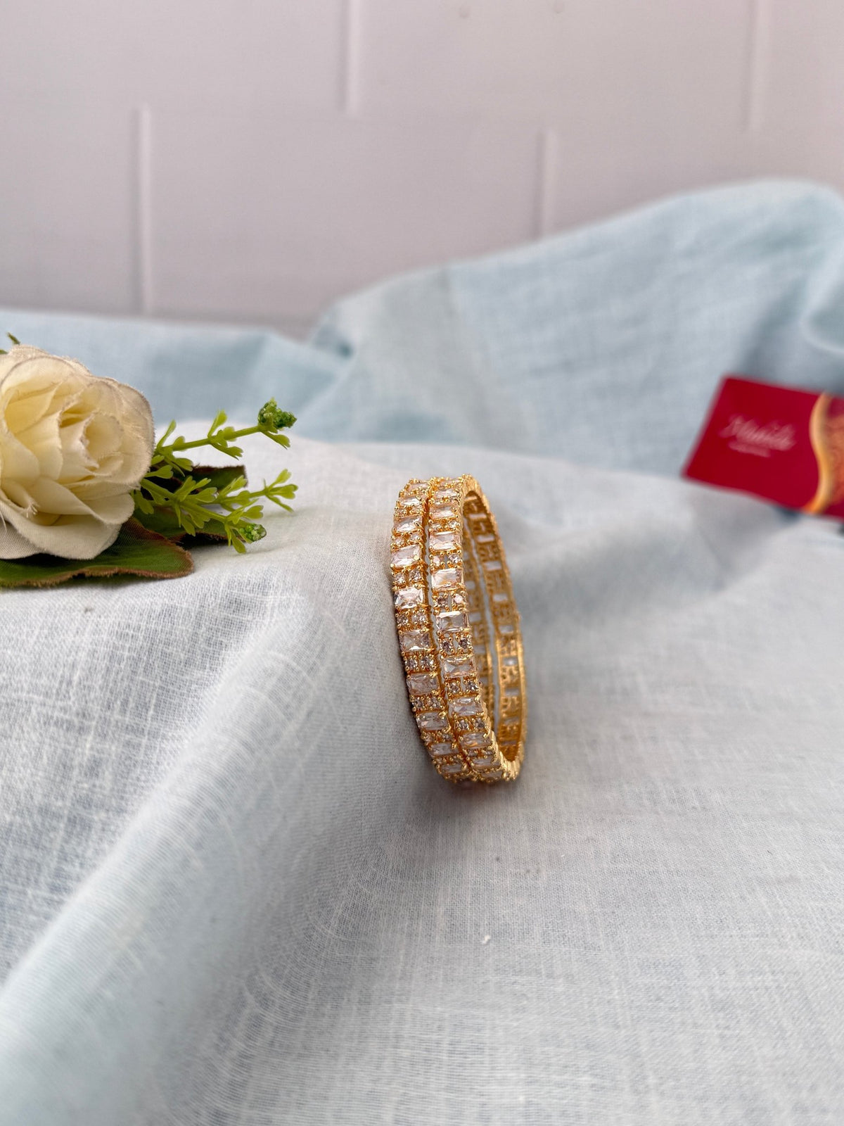 Kundan Stone Kada Bangles Set Of 2| B0374 - Mahilas