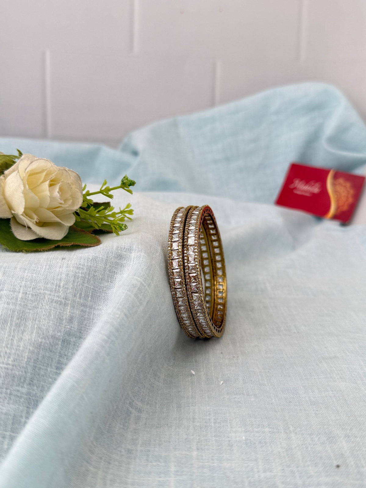 Kundan Stone Kada Bangles Set Of 2| B0375 - Mahilas
