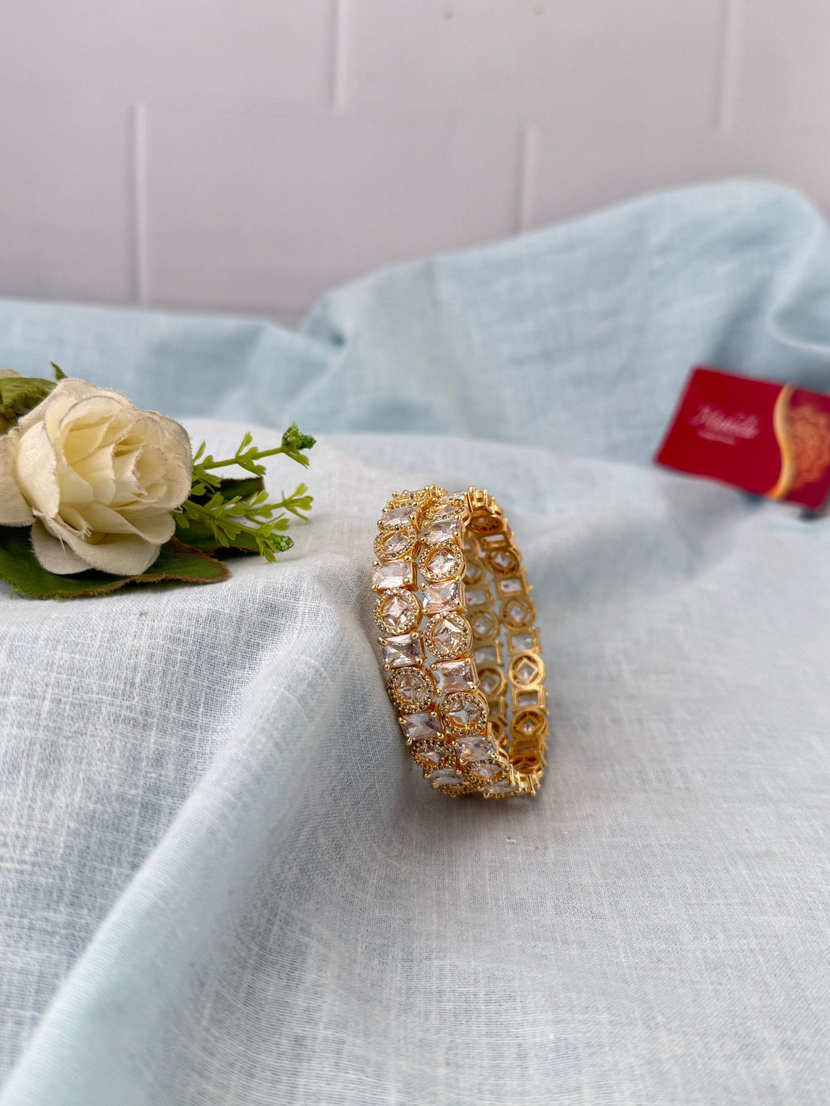 Kundan Stone Kada Bangles Set Of 2| B0379 - Mahilas