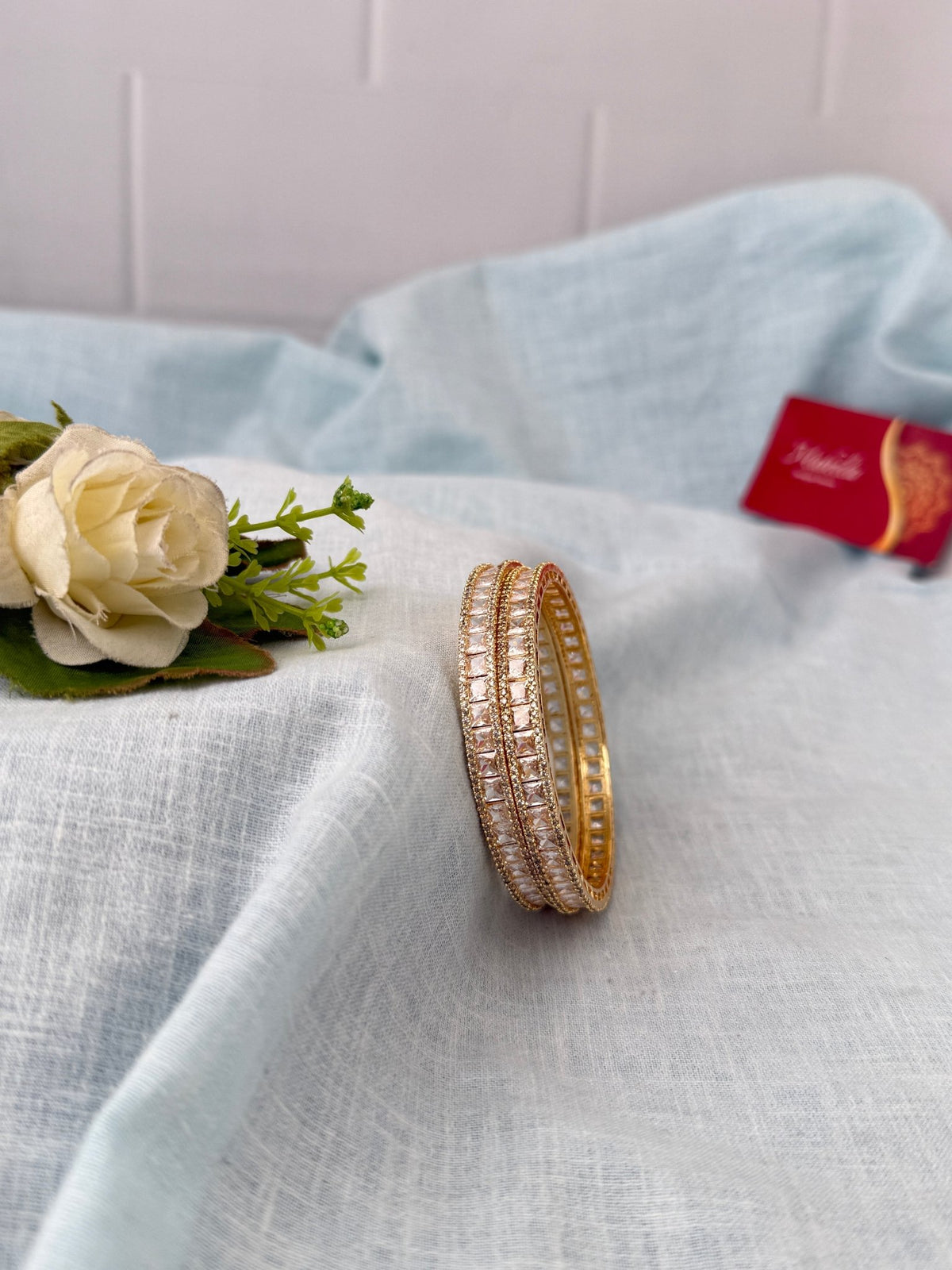 Kundan Stone Kada Bangles Set Of 2| B0380 - Mahilas