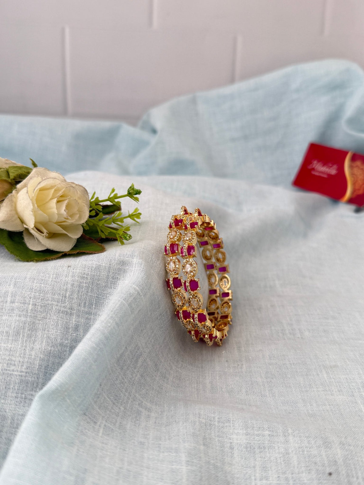 Kundan Stone Kada Bangles Set Of 2| B0385 - Mahilas