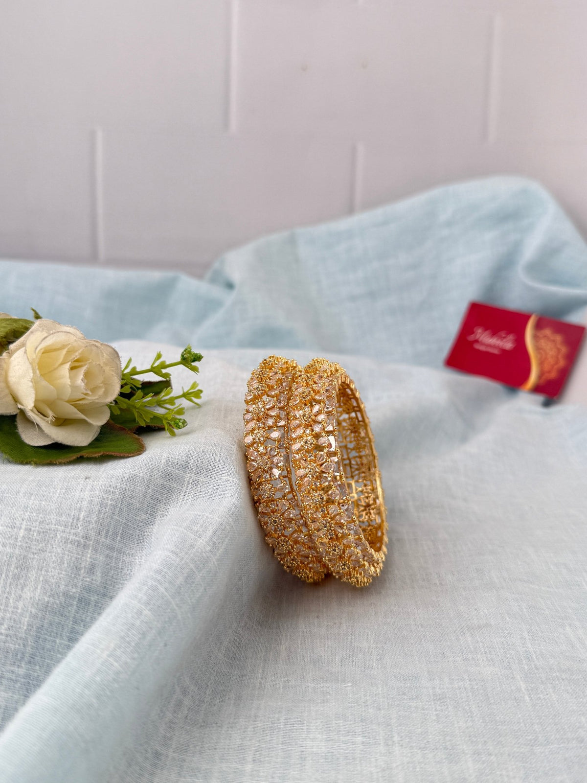 Kundan Stone Kada Bangles Set Of 2| B0399 - Mahilas
