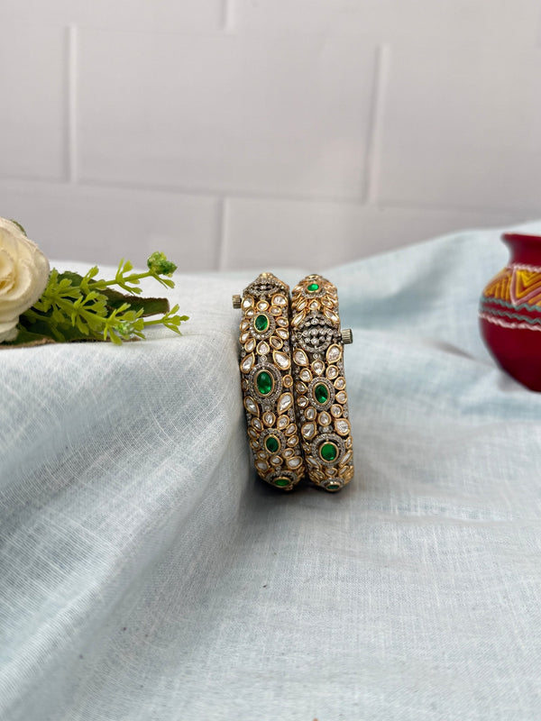 Kundan Stone Kada Bangles |Set Of 2| B0402