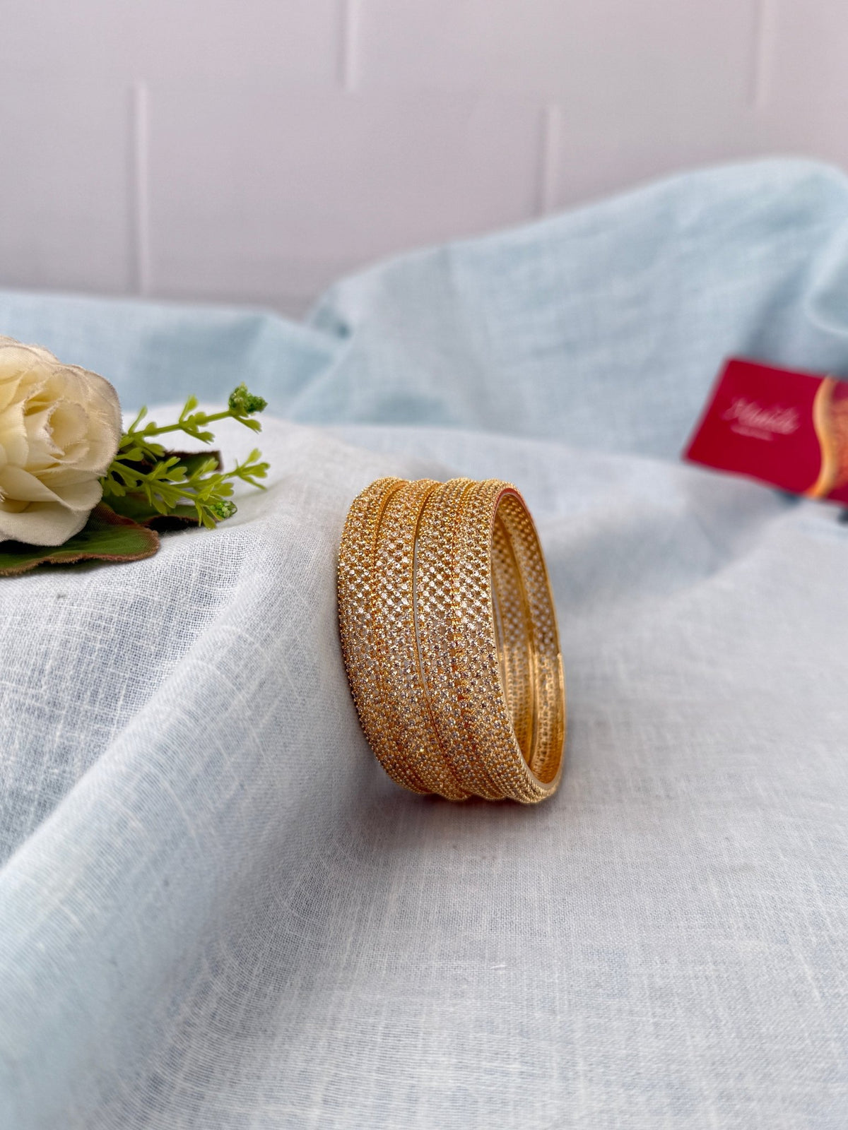 Kundan Stone Kada Bangles Set Of 4| B0377 - Mahilas