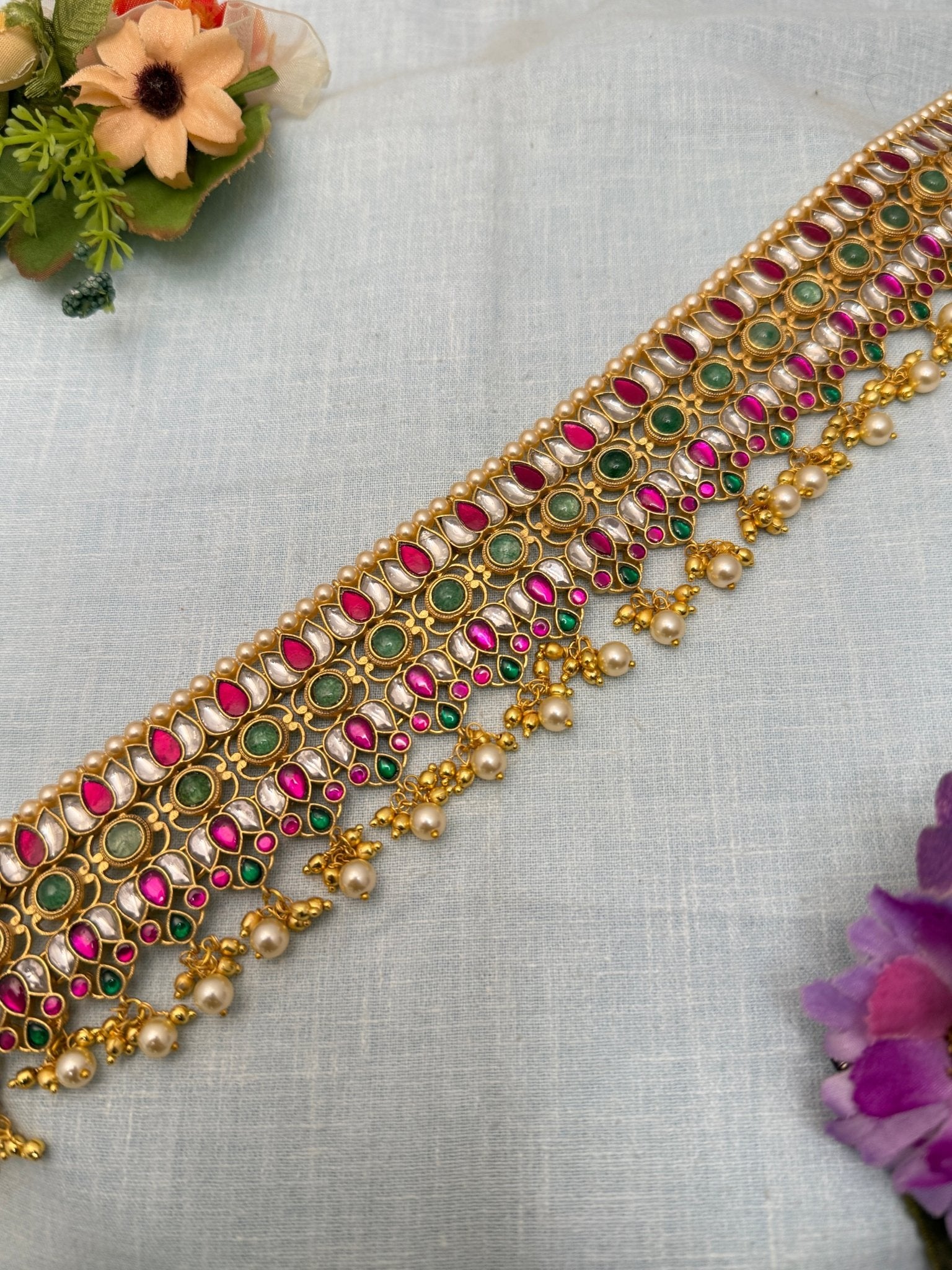 Luixurious Jadau Kundan Vaddanam Kamarbandh 7032 - Mahilas