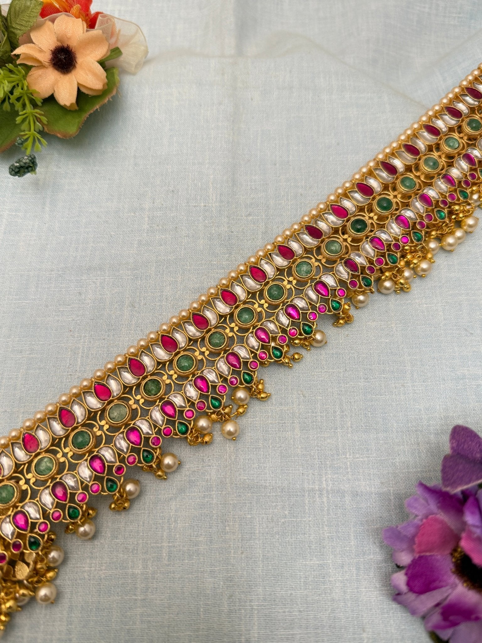 Luixurious Jadau Kundan Vaddanam Kamarbandh 7032 - Mahilas