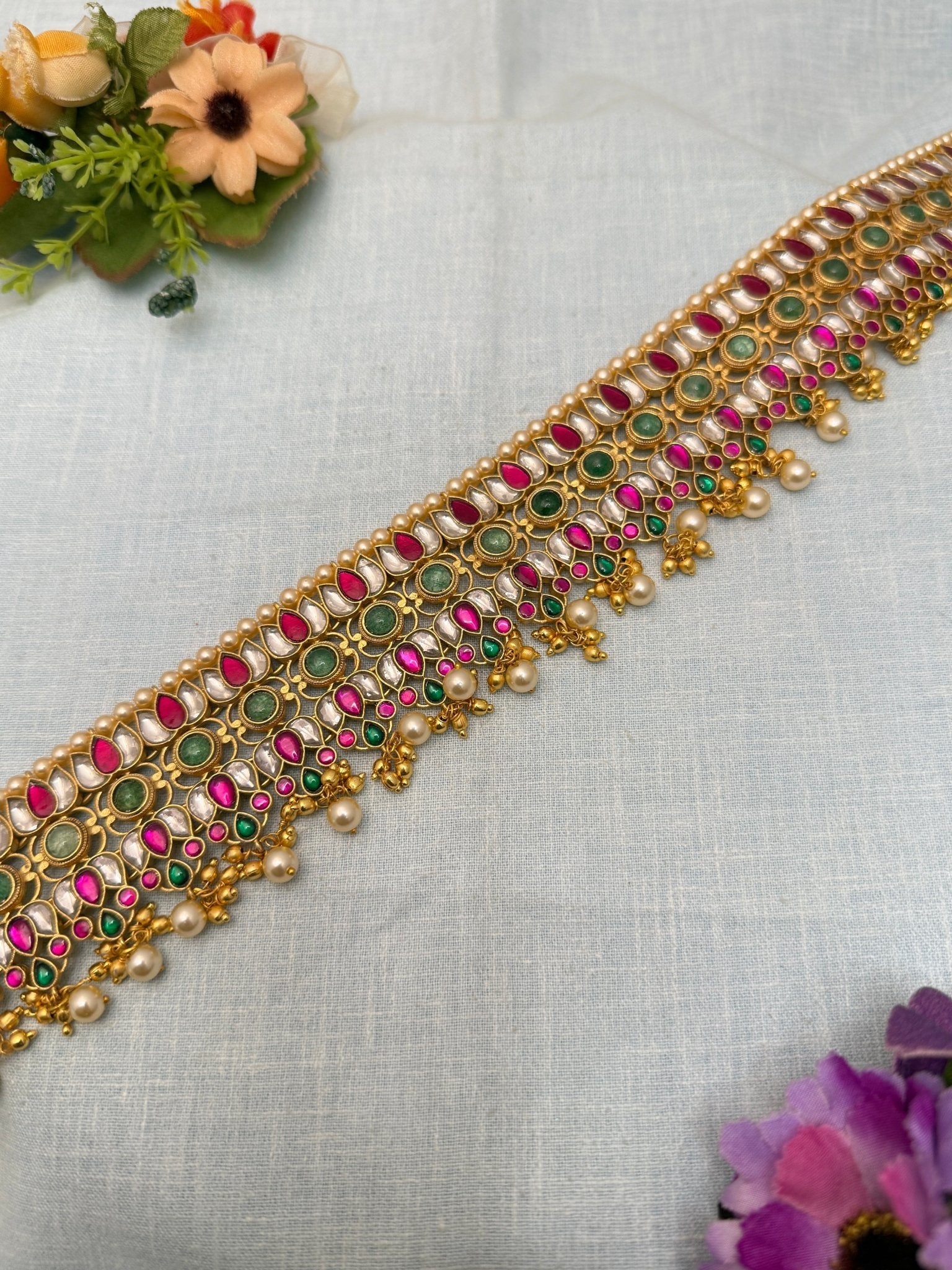 Luixurious Jadau Kundan Vaddanam Kamarbandh 7032 - Mahilas