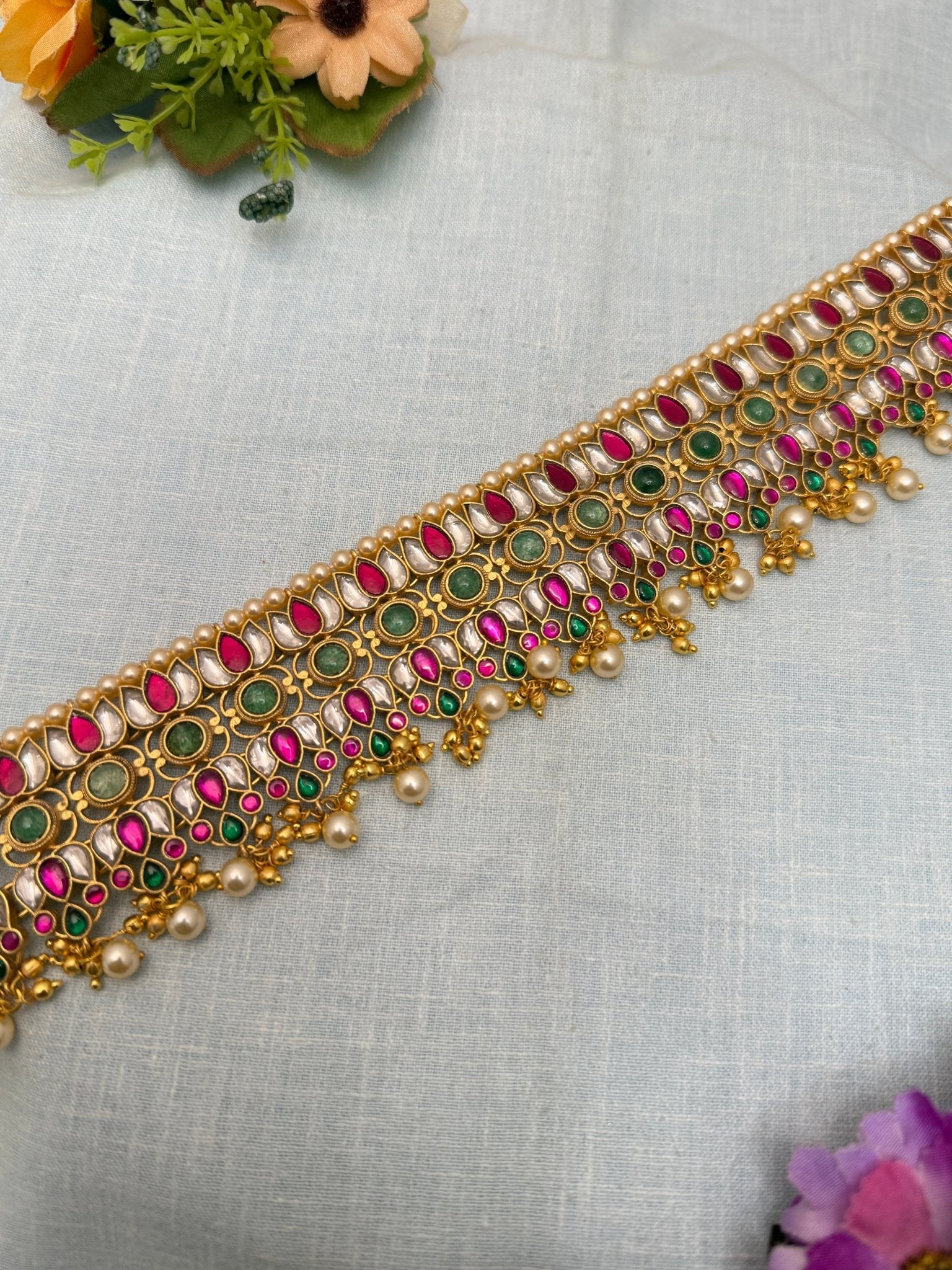 Luixurious Jadau Kundan Vaddanam Kamarbandh 7032 - Mahilas