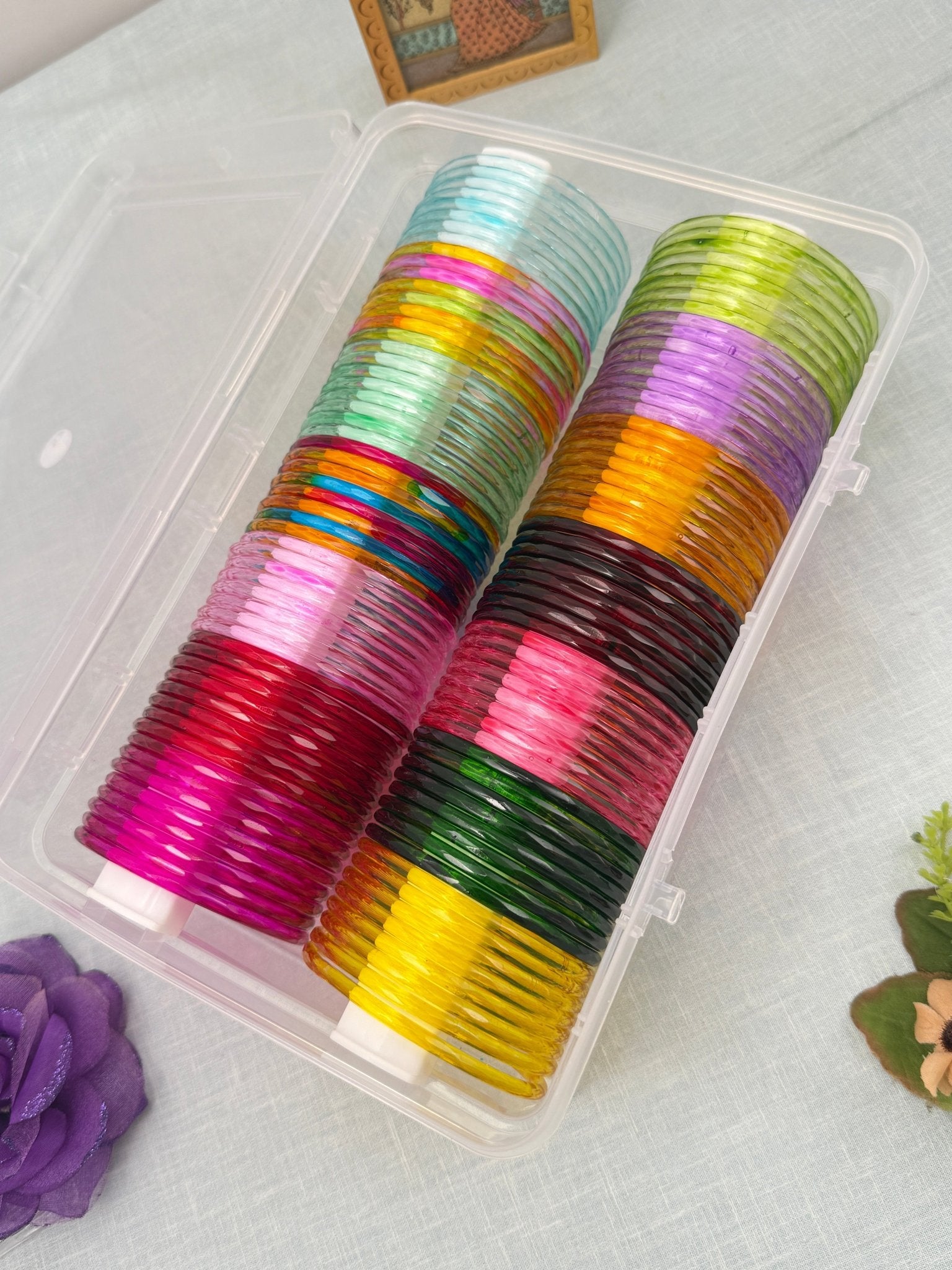 Luxurious 14 Colors Plain Glass Bangle Box - 3460 - Mahilas